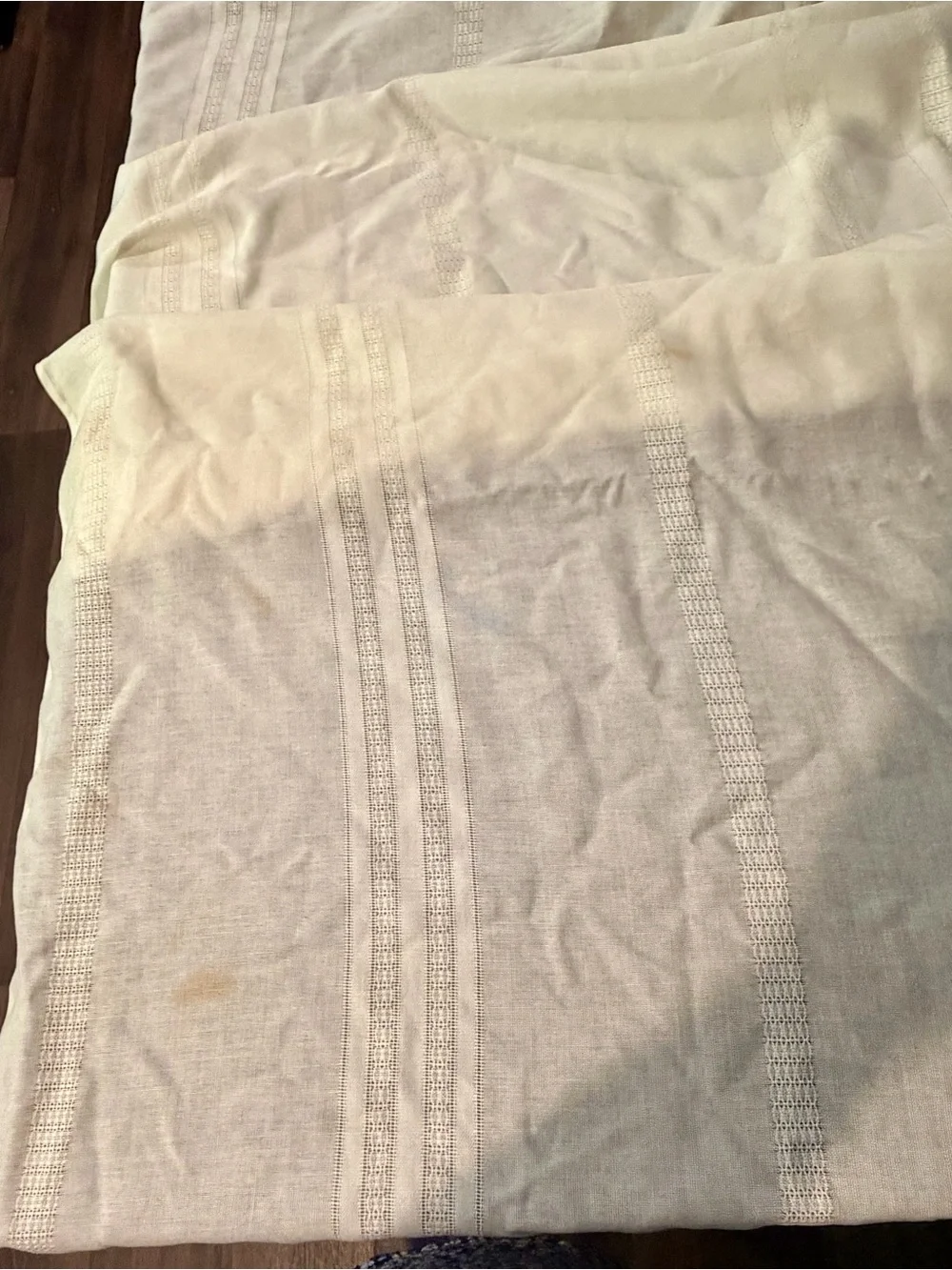 White crochet stripe tablecloth